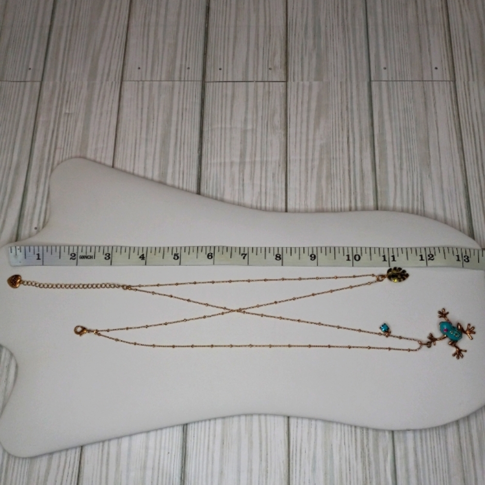 Betsey Johnson Rainforest Frog Double Chain Necklace - Picture 8 of 9